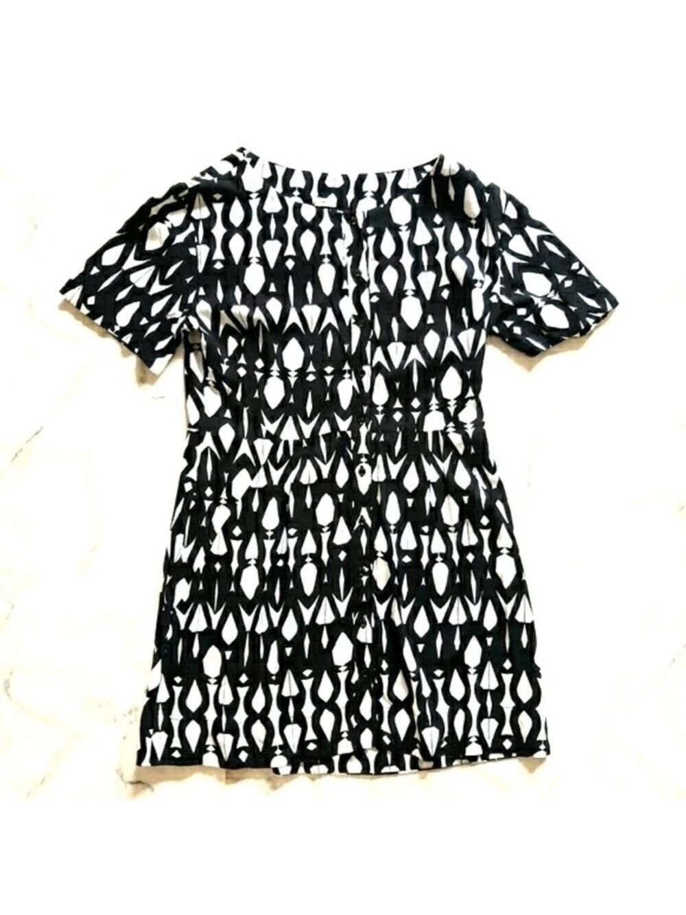 Osklen Designer Mod Geo Print Button Front Dress